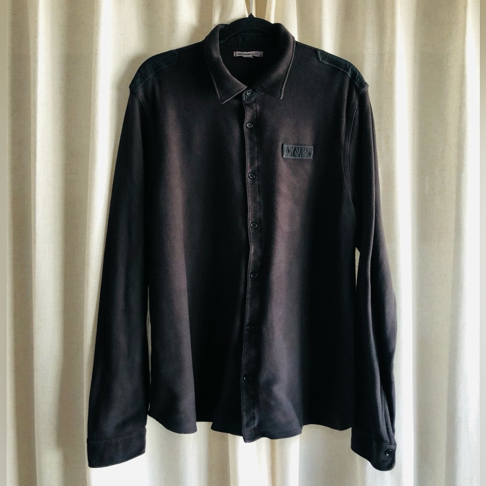 John Varvatos %100 Cotton Black Long-Sleeve Button-Down Shirt